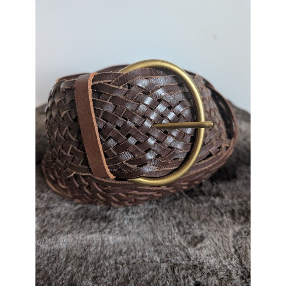 Tarnish Leather Wide Woven Statement Belt Brown Western Cowgirl Boho Rodeo Women main image 7
